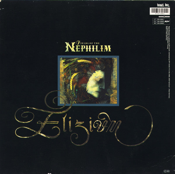 Image of Back Cover of LP - VG+/VG+ - FIELDS OF THE NEPHILIM, Elizium (Rebel Rec.; SPV 006-30891, Germany, Austria, & Switzerland 1990, Inner), A handful of light hairlines only. ,  - 2126202E