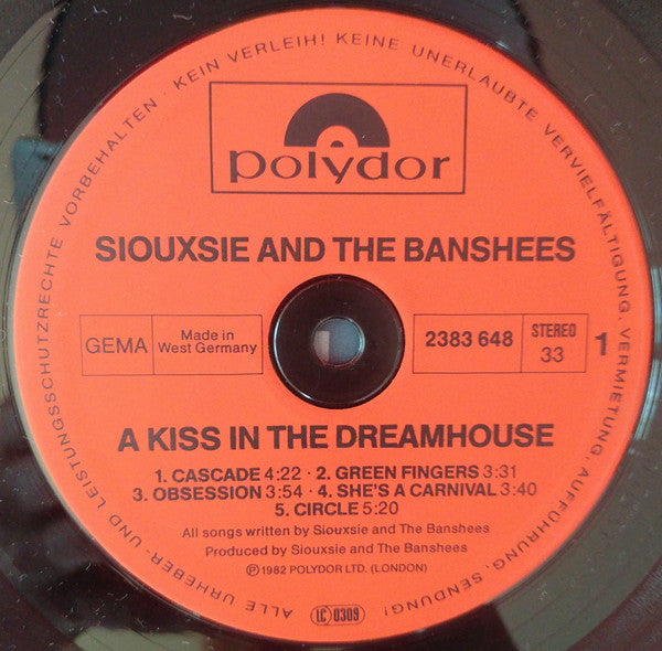 Image of Label Cover of LP - VG/G+ - SIOUXSIE AND THE BANSHEES, A Kiss In The Dreamhouse (Polydor; 2383 648, Germany 1982, Inner), ,  - 2126203E