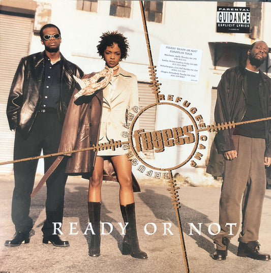 Image of Front Cover of 12" - VG/G - FUGEES, Ready Or Not (Columbia; 663721 6, UK 1996, Picture Sleeve), Parental guidance and european tour stickers on front sleeve,  - 2116552C