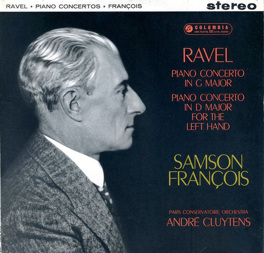 Image of Front Cover of LP - VG/G+ - SAMSON FRAN OIS, ANDR  CLUYTENS, Ravel: Piano Concertos (Columbia; SAX 2394, UK 1961, Laminated Flipback Sleeve), Plays With Some Surface Noise,  - 2126274E