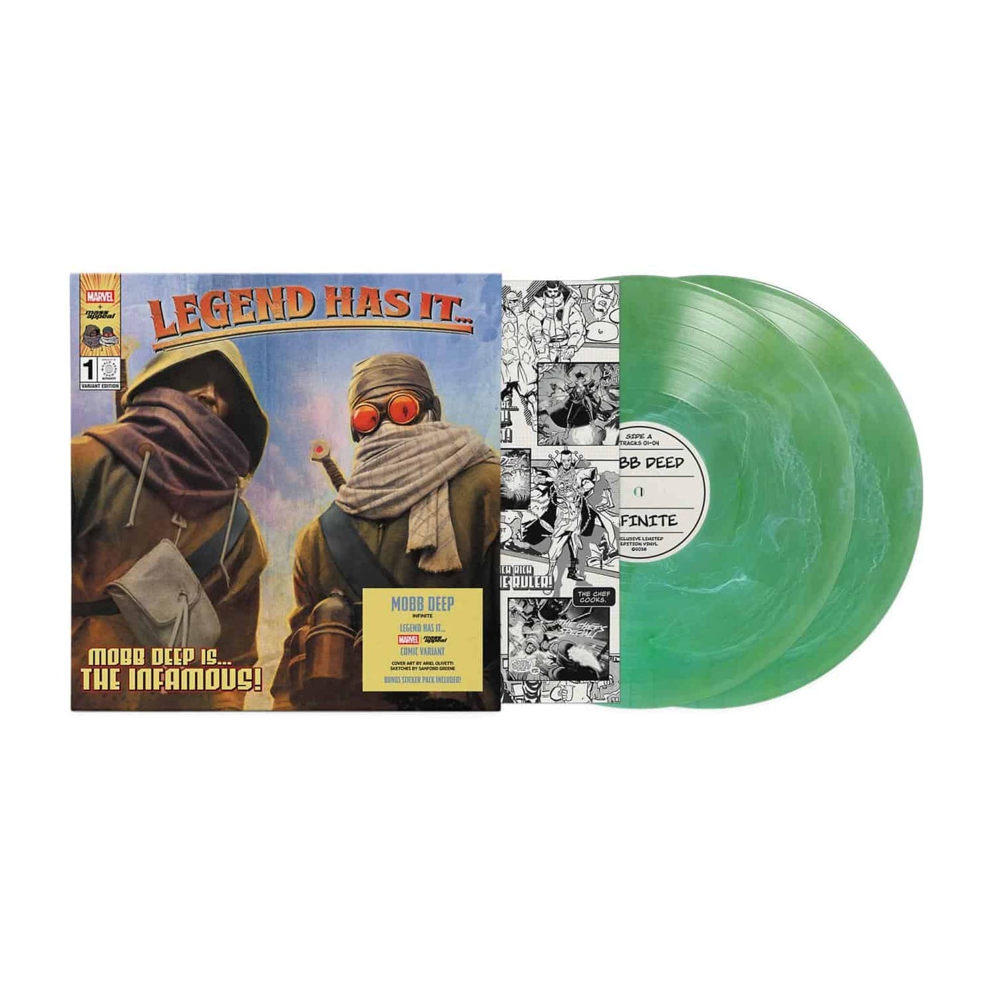 Image of Label Cover of 2xLP - NEW/NEW - MOBB DEEP, Infinite (Mass Appeal; MSAP182MAR, Europe 2026, Insert, Gamma Cloud Green Vinyl), , Following the fast-selling debut of Legend Has It  #1 the first collaboration between Mass Appeal Records and Marvel Comics Mass Appeal expands the series with a special set ofMarvel variant vinyl releases. - 2456099S