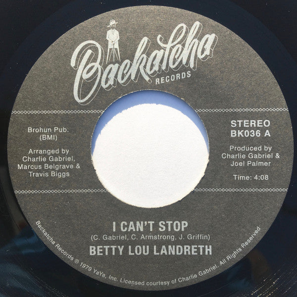 Image of Front Cover of 7" - /VG - BETTY LOU LANDRETH, I Can't Stop (Backatcha Records; BK036, UK 2021), ,  - 2116582C