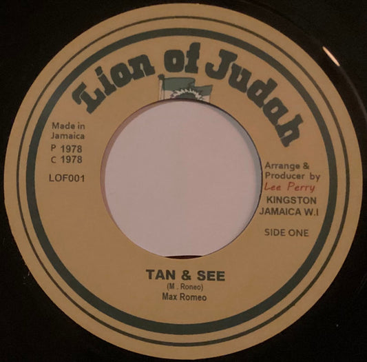 Image of Front Cover of 7" - /VG+ - MAX ROMEO, Tan & See (Lion Of Judah; LOF001,  2024), , A Max Romeo   Tan & SeeB Lee Perry   Revolution Dub - 2116600C