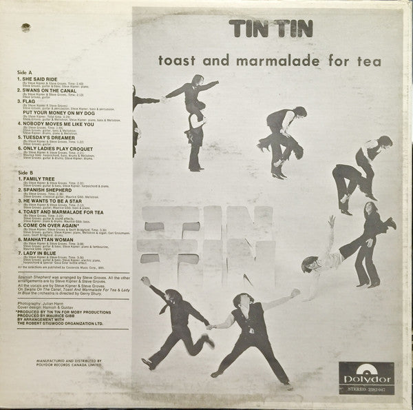 Image of Back Cover of LP - VG/G+ - TIN TIN, Toast And Marmalade For Tea (Polydor; 2383-047, Canada 1970, Pasteback Sleeve), Light scuffy marks, Plays fine. ,  - 2116613C