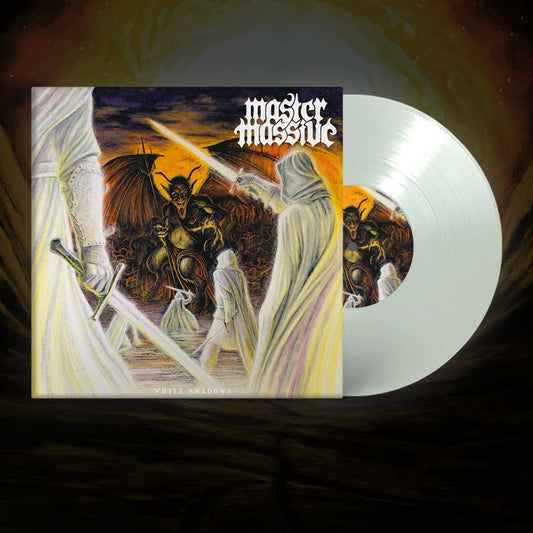 Image of Front Cover of LP - NEW/NEW - MASTER MASSIVE, White Shadows (Fireflash Records; FF 022 , Europe 2026, White Vinyl), , The sound of Master Massive is unique. You can hear Mercyful Fate but also Candlemass and early Fates Warning and Queensryche. "I’ve listened a lot to those bands, especially Mercyful Fate ("Melissa“ and "Don’t Break The Oath“), and later also Fates Warning ("Awaken The Guardian“). Originally, I come from the symphonic rock tradition, with bands like Queen, Genesis, Jethro Tull, and