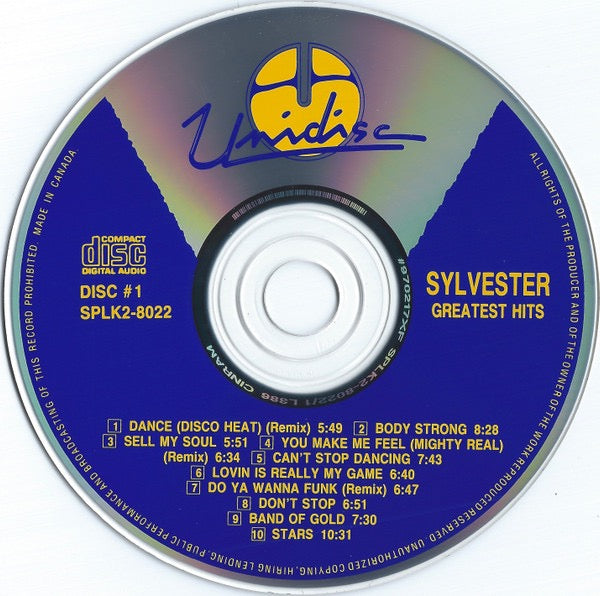 Image of Label Cover of 2xCD - EX/EX - SYLVESTER, Greatest Hits (Unidisc; SPLK2-8022, Canada , Fatbox Double Case), ,  - 2116596C