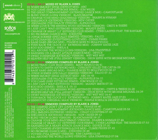 Image of Back Cover of 3xCD - M/M - BLANK & JONES, So80s (Soeighties) 6 (Soundcolours; SC 0328, Europe 2011, Triple Digipak), SEALED,  - 2116599C