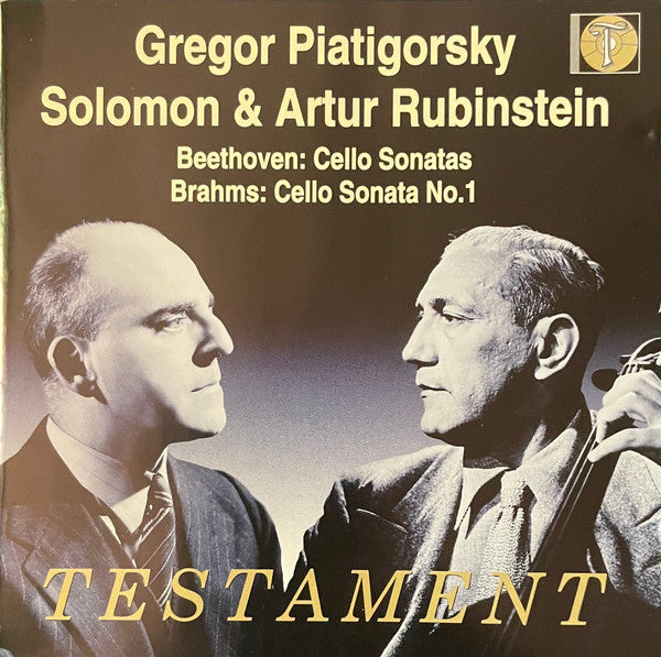 Image of Front Cover of 2xCD - VG+/VG - GREGOR PIATIGORSKY, SOLOMON (6), ARTHUR RUBINSTEIN - BEETHOVEN, BRAHMS, Cello Sonatas (Testament; SBT 2158, UK 1999, Jewel Case), ,  - 2136207E
