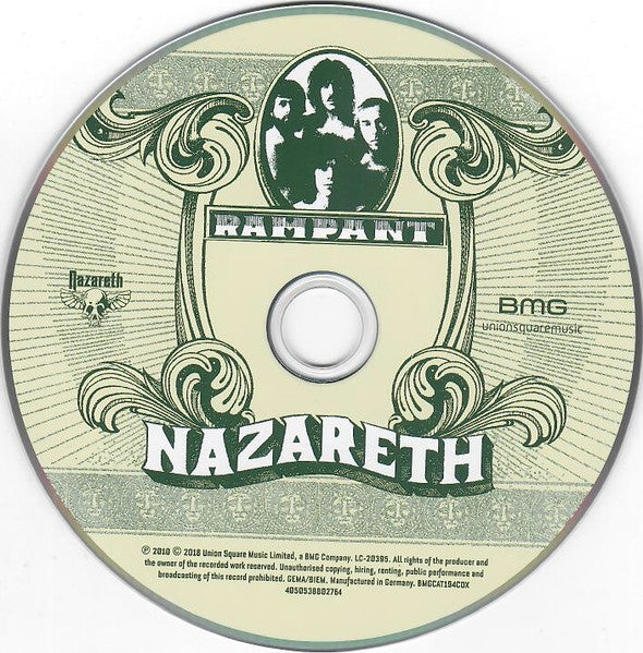Image of Label Cover of CD - VG+/VG+ - NAZARETH, Rampant (BMG; BMGCAT194CDX, Europe 2022, Digipak, Booklet), ,  - 2136211E