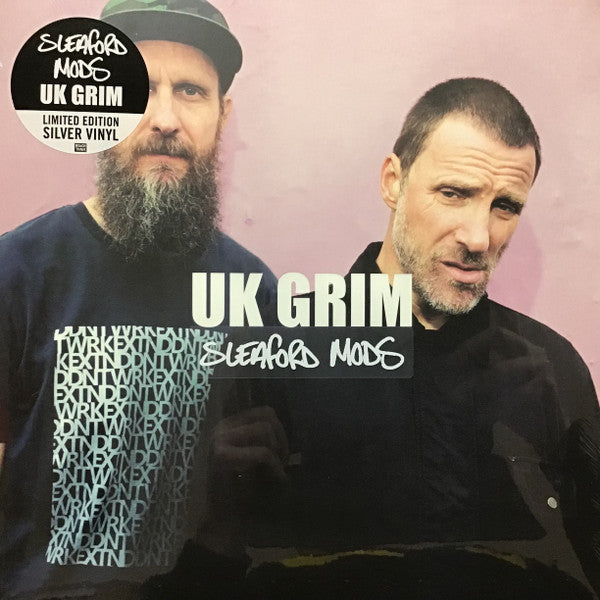 Image of Front Cover of LP - EX/EX - SLEAFORD MODS, UK Grim (Rough Trade; RT0391LPE, UK 2023, Embossed Sleeve, Inner, Silver Vinyl), Opened Instore, Still In Stickered Shrinkwrap,  - 2146330S
