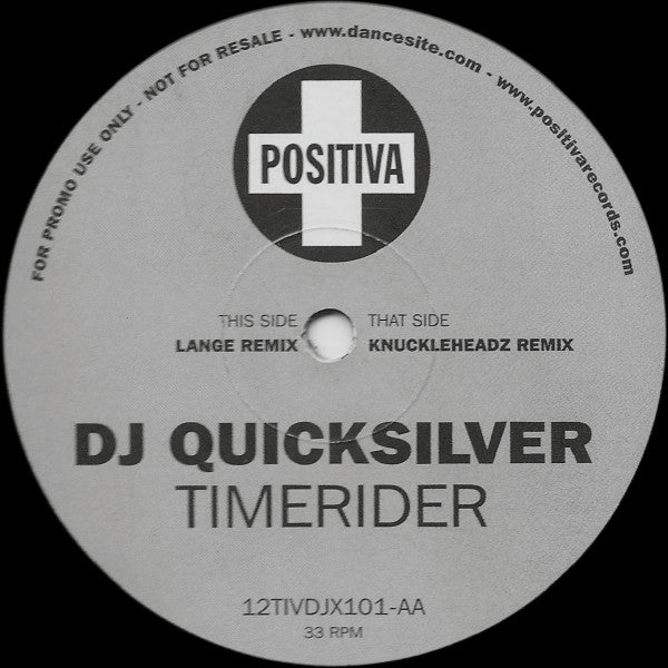 Image of Front Cover of 12" - /VG - DJ QUICKSILVER, Timerider (Positiva; 12TIVDJX101, UK 1998, Promo), ,  - 2116678C