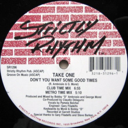 Image of Back Cover of 12" - /VG - TAKE ONE, Say My Name (I Don't Think So) / Don't You Want Some Good Times (Strictly Rhythm; SR1296, US 1992), Light Marks only. Highlighter on label.,  - 2146364S