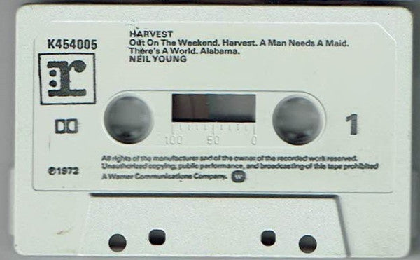 Image of Back Cover of Cassette - VG/VG+ - NEIL YOUNG, Harvest (Reprise Records ; K 454005, UK , J - Card), ,  - 2136171E