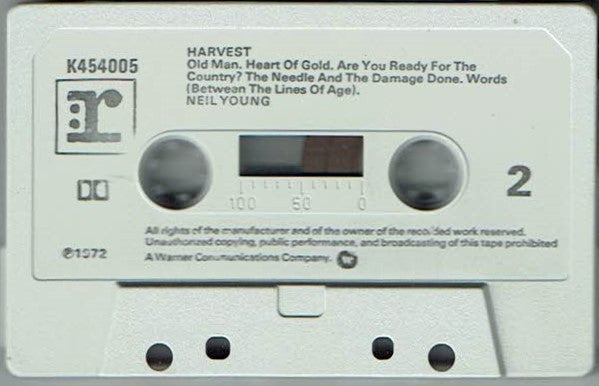 Image of Label Cover of Cassette - VG/VG+ - NEIL YOUNG, Harvest (Reprise Records ; K 454005, UK , J - Card), ,  - 2136171E