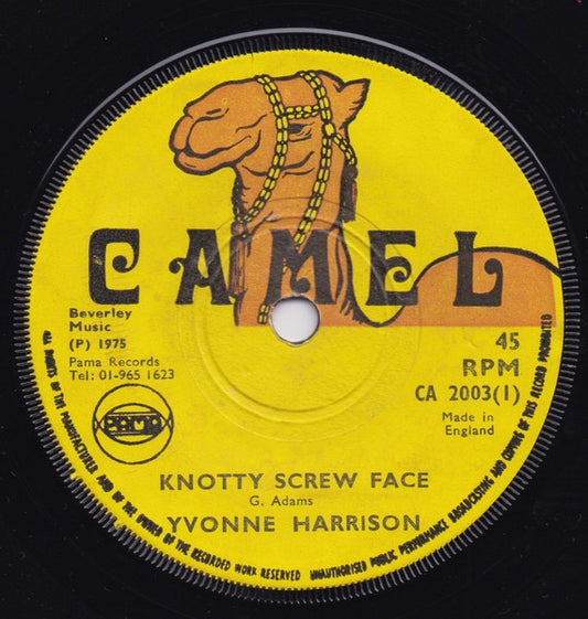 Image of Front Cover of 7" - /G+ - YVONNE HARRISON / UNDERGROUND EXPRESS, Knotty Screw Face / Face Dub (Camel; CA 2003, UK 1975, Plain Sleeve), Light Marks only.,  - 2216018C