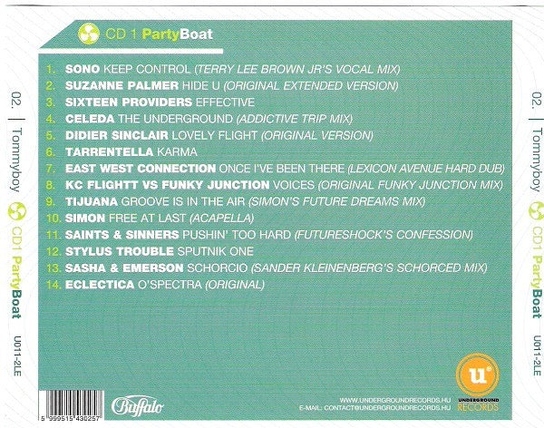 Image of Back Cover of CD - VG+/VG+ - TOMMYBOY, Boat Party 2001 (Underground Records Hungary; U011-2LE, Hungary 2001, Jewel Case, Disc 2 Only), ,  - 2216003C