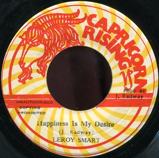 Image of Front Cover of 7" - /VG - LEROY SMART, Happiness Is My Desire (Capricorn Rising; none, Jamaica 1975, Plain Sleeve), Light Marks only. WOL.,  - 2216023C