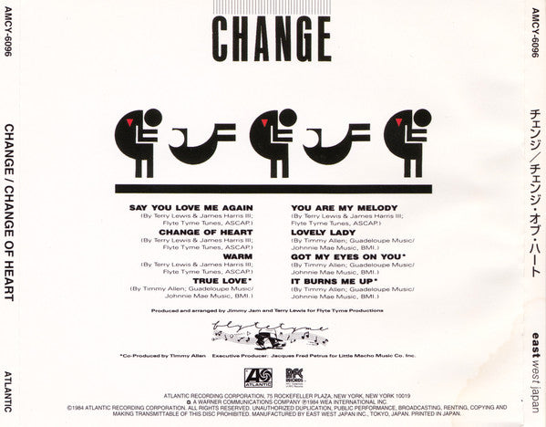 Image of Back Cover of CD - M/M - CHANGE, Change Of Heart (Atlantic; AMCY-6096, Japan 2000, Jewel Case), Sealed,  - 2236027E