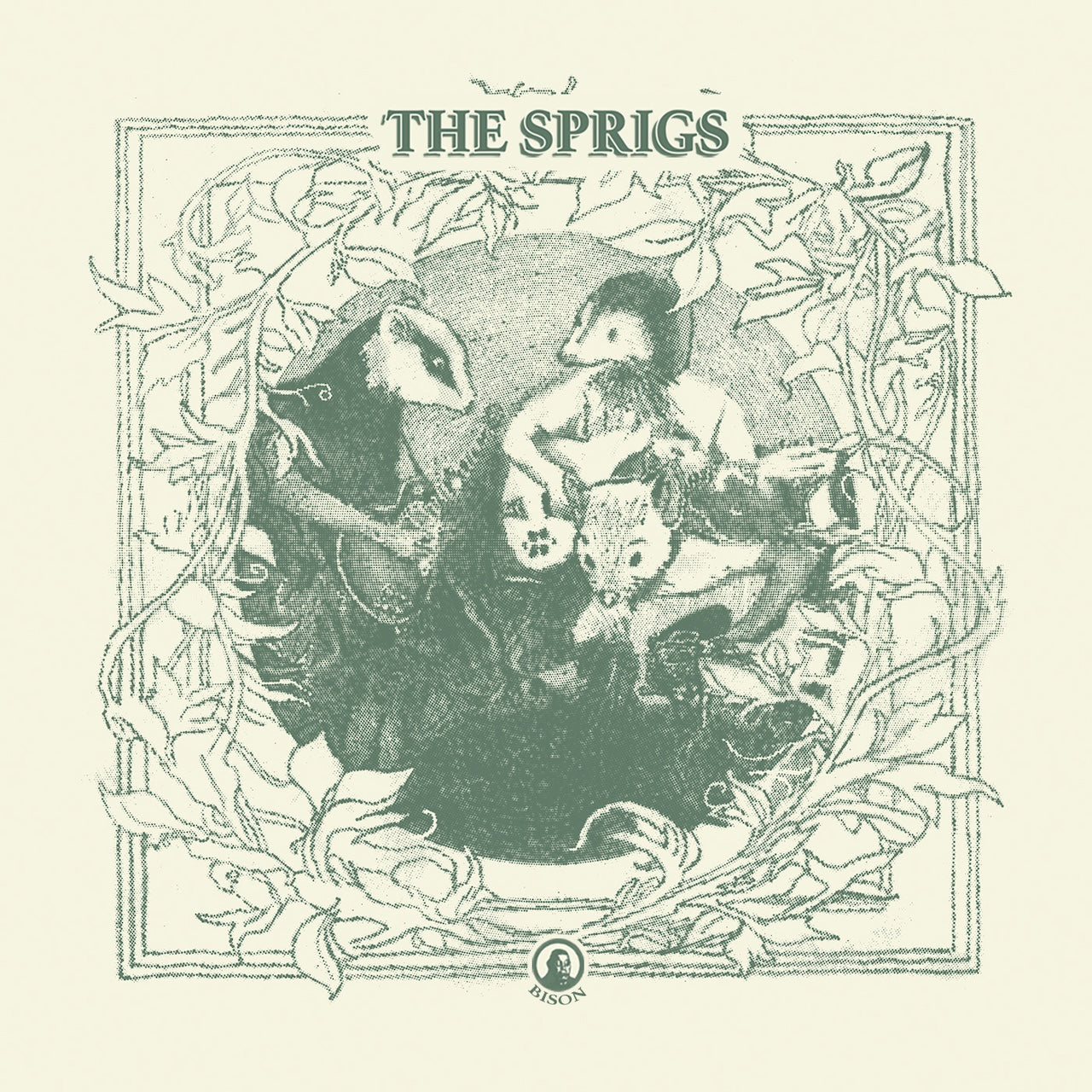 Image of Front Cover of LP - NEW/NEW - THE SPRIGS, For Red Riverbank (BISON RECORDS; BIS021LP, Europe 2026), , Inspired by Kenneth Grahame's 'Wind in the Willows', the sonic endeavours of Mole have so far given us two cassettes (Before I Glare Up At The Sun ThroughThe Top Soil and Mole's Uninvited Guests) and a top class library CD of covers. With ‘For Red Riverbank’, The Sprigs return to bison for their first full length LP,this time joined by Ratty and Badger to form a full three piece band, and to help