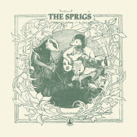 Image of Front Cover of LP - NEW/NEW - THE SPRIGS, For Red Riverbank (BISON RECORDS; BIS021LP, Europe 2026), , Inspired by Kenneth Grahame's 'Wind in the Willows', the sonic endeavours of Mole have so far given us two cassettes (Before I Glare Up At The Sun ThroughThe Top Soil and Mole's Uninvited Guests) and a top class library CD of covers. With ‘For Red Riverbank’, The Sprigs return to bison for their first full length LP,this time joined by Ratty and Badger to form a full three piece band, and to help