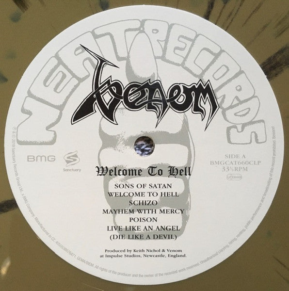 Image of Label Cover of LP - VG+/VG+ - VENOM, Welcome To Hell (BMG; BMGCAT660CLP, UK & Europe 2021 Reissue, Insert, 40th Anniversary Limited Edition Gold vinyl with Black Splatter), ,  - 2126303E