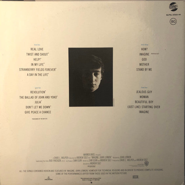 Image of Back Cover of 2xLP - VG/VG - JOHN LENNON, Imagine - Music From The Motion Picture (Gong; SLPXL 37243-44, Hungary 1988, Gatefold, 2 Inserts), Strong VG - a few scuffs, edge & ring wear,  - 2246018S
