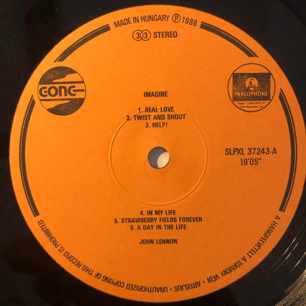 Image of Label Cover of 2xLP - VG/VG - JOHN LENNON, Imagine - Music From The Motion Picture (Gong; SLPXL 37243-44, Hungary 1988, Gatefold, 2 Inserts), Strong VG - a few scuffs, edge & ring wear,  - 2246018S