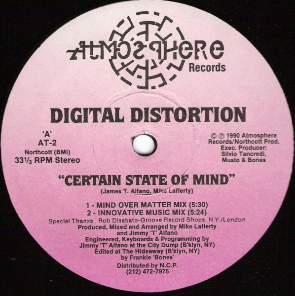 Image of Front Cover of 12" - /VG - DIGITAL DISTORTION, Certain State Of Mind (Atmosphere Records; AT-2, US 1990), ,  - 2246065S