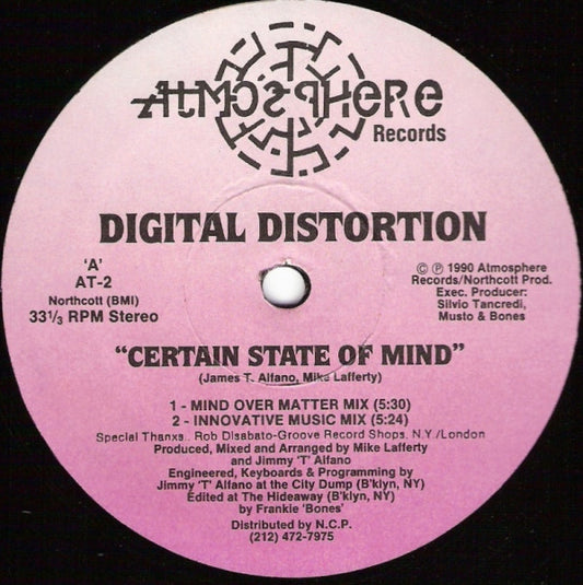 Image of Front Cover of 12" - /VG - DIGITAL DISTORTION, Certain State Of Mind (Atmosphere Records; AT-2, US 1990), ,  - 2246065S