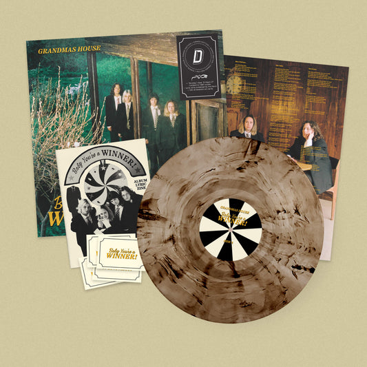 Image of Front Cover of LP - NEW/NEW - GRANDMAS HOUSE, Baby You’re a Winner - Dinked Edition (Brace Yourself; BYREC64LPC1, UK 2026, White With Smoke Marble Vinyl, Limited Edition Pressing of 300, Dinked Edition No. 417, Set of four A6 art cards, with bespoke album iconography designs, 16 page lyric zine compiled by the band.), , ‘Baby You’re A Winner’ is a perfect illustration of the elevated musicality of the album that bears its name. Linking up across the record’s twelve tracks with producer Ali Chant (P