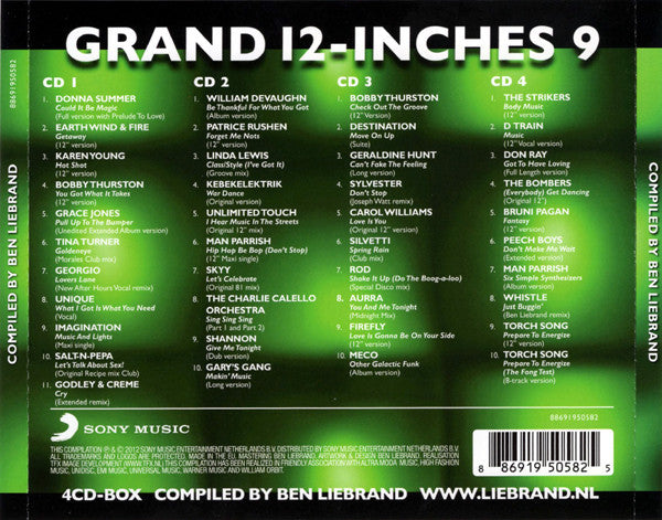 Image of Back Cover of 4xCD - EX/EX - BEN LIEBRAND, Grand 12-Inches 9 (Sony Music; 88691950582, Netherlands 2012), Opened Instore,  - 2256043S