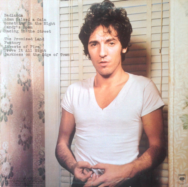 Image of Back Cover of LP - G+/VG - BRUCE SPRINGSTEEN, Darkness On The Edge Of Town (Columbia; JC 35318, US 1978, Inner & Insert, Keel pressing), Sleeve spine mostly tattered, ringwear. Light hairlines.,  - 2226023E