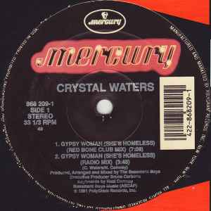 Image of Front Cover of 12" - VG/VG - CRYSTAL WATERS, Gypsy Woman (She's Homeless) (Mercury; 868 209-1, US 1991, Stickered Company Sleeve), Strong VG, very light marks only. Minor edge wear to sleeve.,  - 4026143E