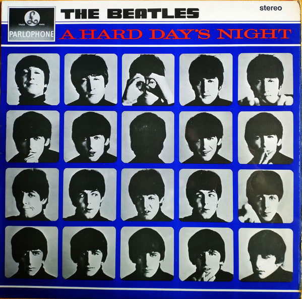 Image of Front Cover of LP - VG/G+ - THE BEATLES, A Hard Day's Night (Parlophone Black & Silver Labels With One EMI Box ; PCS 3058, UK 1969 Reissue, Laminated Flipback G&L Sleeve With Stereo On Front , Stereo), Strong G+, Light marks only, With EMI Inner, Nice sleeve, Just some light laminate bubbling in parts ,  - 2216064C