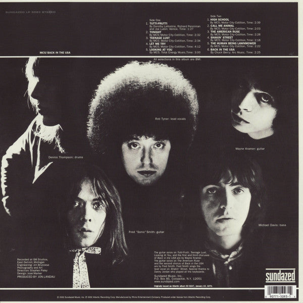 Image of Back Cover of LP - VG+/VG - MC5, Back In The USA (Sundazed; LP5093, US 2000s Reissue, 180 Gram Vinyl), Strong VG,  - 2126352E