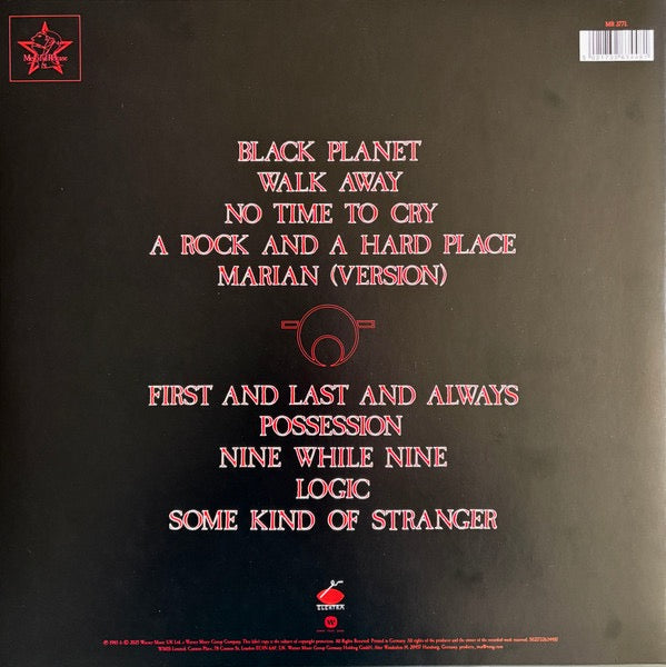 Image of Back Cover of LP - VG+/VG - THE SISTERS OF MERCY, First And Last And Always (Warner Music Group; 5021732634481, UK & Europe 2025 Reissue, Gatefold, Inner, Red And Black Marble Vinyl. 40th Anniversary), ,  - 2216123C