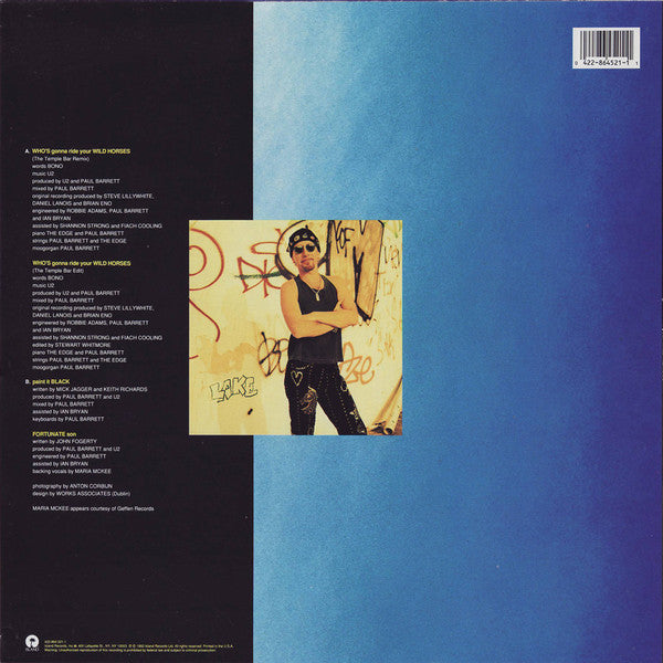 Image of Back Cover of 12" EP - VG+/VG+ - U2, Who's Gonna Ride Your Wild Horses (Island Records ; 422-864 521-1, US 1992, Pasted Print On Plain Sleeve), Slight Edge Wear,  - 2126344E