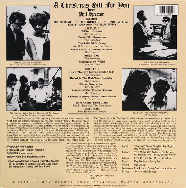 Image of Back Cover of LP - VG/G+ - PHIL SPECTOR, A Christmas Gift For You From Phil Spector (ABKCO; D1 4005, US 1989 Reissue), ,  - 2246082S