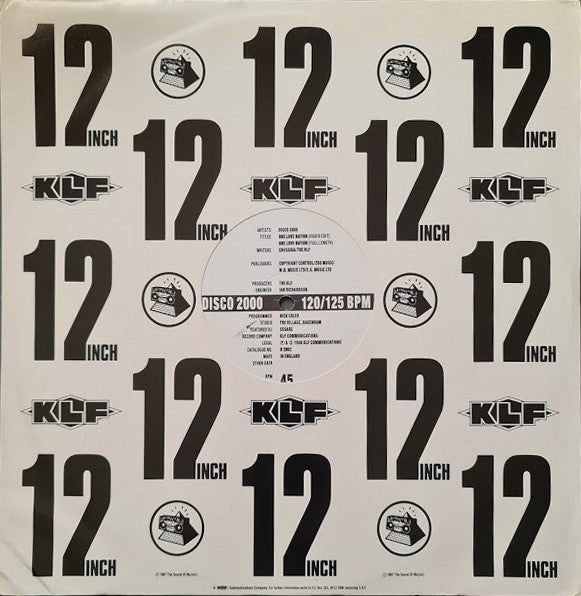 Image of Front Cover of 12" - VG+/VG+ - DISCO 2000, One Love Nation (KLF Communications; D 2002, UK 1988, Company Sleeve), ,  - 2226020E