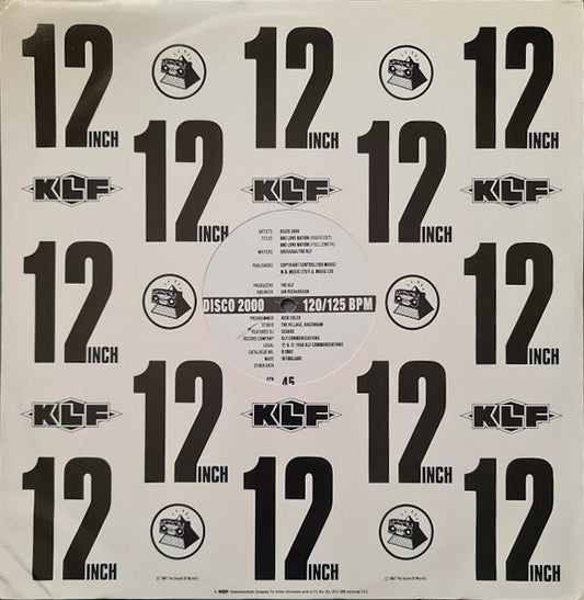 Image of Front Cover of 12" - VG+/VG+ - DISCO 2000, One Love Nation (KLF Communications; D 2002, UK 1988, Company Sleeve), ,  - 2226020E