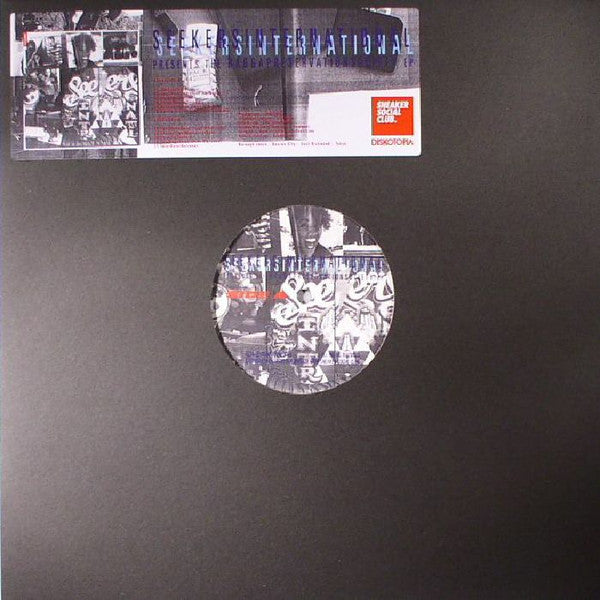 Image of Front Cover of 12" - VG+/VG - SEEKERSINTERNATIONAL*, RaggaPreservationSociety EP (Sneaker Social Club ; SNKRXDSK001, UK 2017, Stickered Plain Sleeve), faint scuffs - minor. original stickered sleeve,  - 2246053S