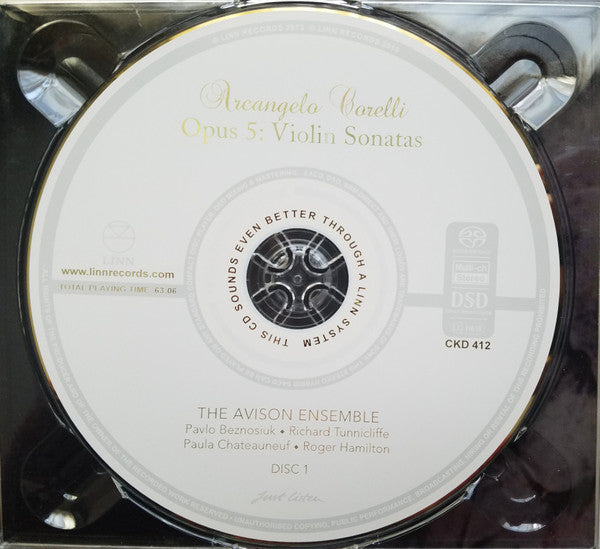 Image of Label Cover of 2xCD - VG+/VG+ - ARCANGELO CORELLI - THE AVISON ENSEMBLE, PAVLO BEZNOSIUK, RICHARD TUNNICLIFFE, PAULA CHATEAUNEUF, ROGER HAMILTON, Opus 5: Violin Sonatas (Linn Records; CKD 412, Europe 2013, Double Digipak, Booklet), ,  - 2236060E