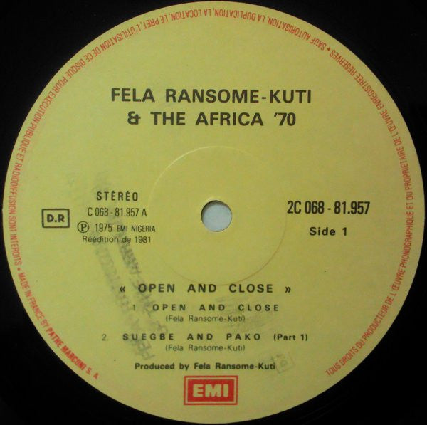 Image of Label Cover of LP - VG/VG - F LA RANSOME KUTI & THE AFRICA '70, Open & Close (EMI; 2C 068-81.957, France 1981 Reissue), Light hairlines. Edgewear. ,  - 2226049E