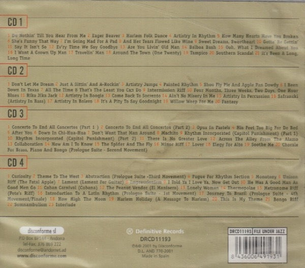 Image of Back Cover of 4xCD - M/M - STAN KENTON, Complete 1943-1947 Capitol Master Takes (Definitive Records; DRCD11193, Europe 2001, Fatbox Double Case), SEALED,  - 2236069E