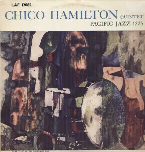 Image of Front Cover of LP - VG/G+ - THE CHICO HAMILTON QUINTET, Chico Hamilton Quintet (Vogue Records; LAE 12085, UK 1958, Laminated Flipback Sleeve, Mono), Some staining and laminate peeling to sleeve but nice for its age. Disc has quite a few light marks and a dull sheen - plays well!,  - 2216258C