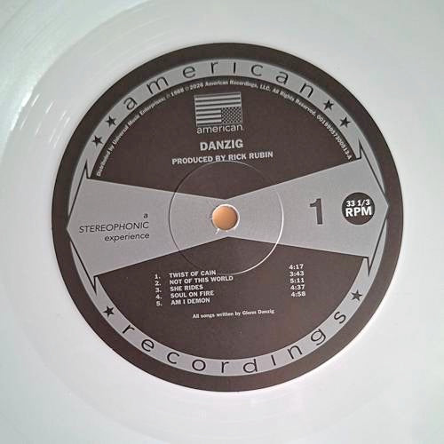 Image of Label Cover of LP - NEW/NEW - DANZIG, Danzig I (American Recordings; 5730051, Europe 2026 Reissue, Gatefold, Inner, White Vinyl), , ONE COPY ON DISPLAY BY TONY ON WALL - 2216269C