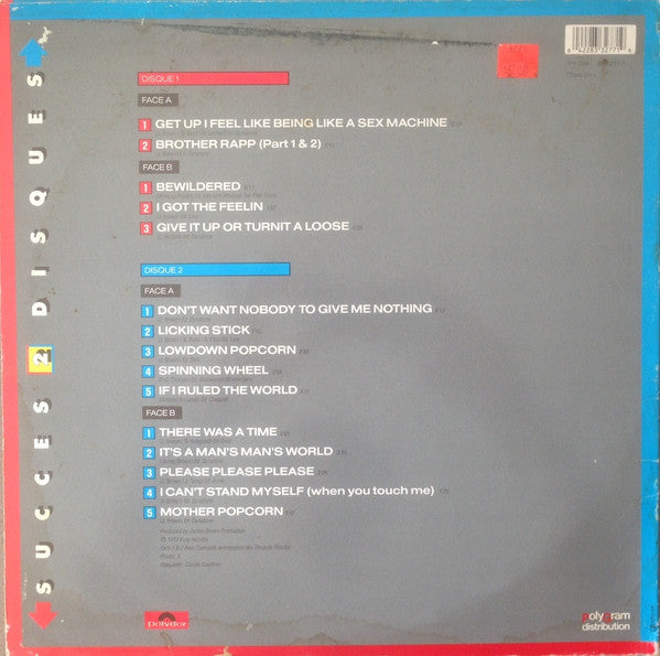 Image of Back Cover of 2xLP - G+/VG - JAMES BROWN, Sex Machine (PolyGram Distribution; 833 277-1, France Reissue, Gatefold), Sleeve pinched and creased,  - 2216284C