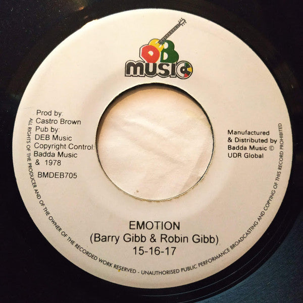 Image of Front Cover of 7" - /VG+ - 15-16-17 / DENNIS BOVELL, Emotion / Castro Brown Speaks To Dennis Bovell (D.E.B. Music; BMDEB705, UK 2000s Reissue), ,  - 2226185E