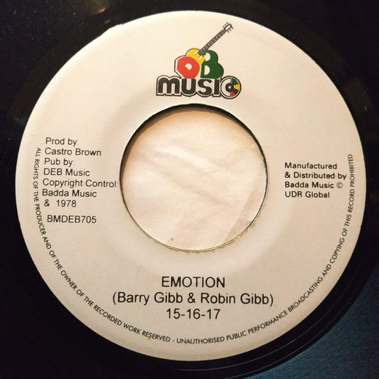 Image of Front Cover of 7" - /VG+ - 15-16-17 / DENNIS BOVELL, Emotion / Castro Brown Speaks To Dennis Bovell (D.E.B. Music; BMDEB705, UK 2000s Reissue), ,  - 2226185E