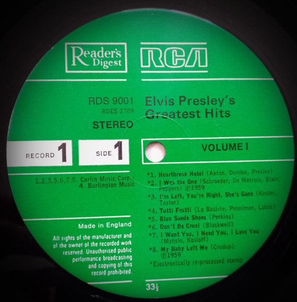 Image of Label Cover of 7xLP - VG/VG+ - ELVIS PRESLEY, Elvis Presley's Greatest Hits (Reader's Digest; GELV-6A, UK 1978 Reissue, Box Set, 7 Inners, NO Booklet, Certificate, Made In England On Labels), ,  - 2216234C